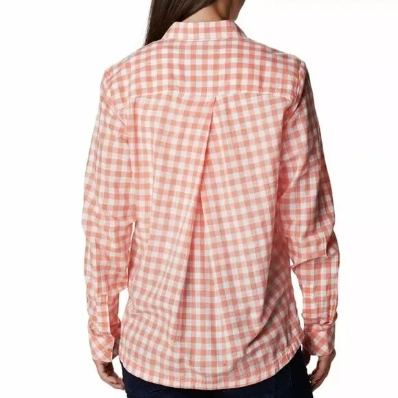 Columbia Women's Camp Henry III Long Sleeve Shirt Gingham Cotton LIght-Weight - Picture 6 of 13